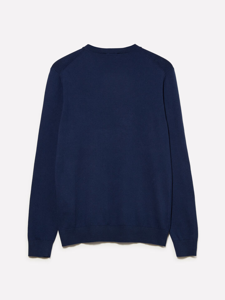 Blue crew neck sweater - men's crew neck sweaters - Dark Blue | Sisley image number 2